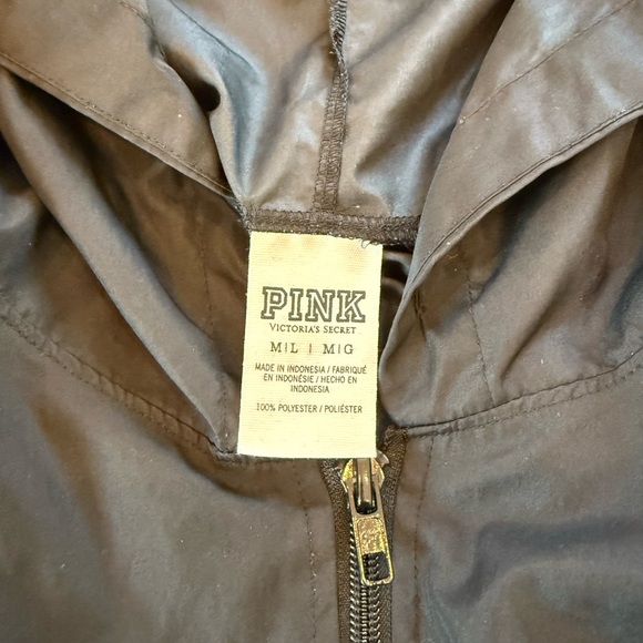 PINK Victoria's Secret Black Hooded Windbreaker - Picture 2 of 3